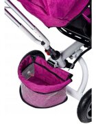 Ecotoys Tricicleta pentru copii Jm-068-17 Roz cu sezut rotativ spatar reglabil in 4 pozitii roti din cauciuc frana si greutate maxim admisa 25 kg