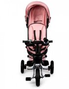 Ecotoys Tricicleta pentru copii Jm-068-17 Roz Pudra cu sezut rotativ spatar reglabil in 4 pozitii roti din cauciuc frana si greutate maxim admisa 25 kg