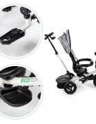Ecotoys Tricicleta pentru copii JM-311 Gri cu sezut reversibil de la 12 luni pana la 25 kg spatar reglabil pozitie de somn si sezut rotativ