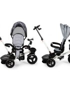 Ecotoys Tricicleta pentru copii JM-311 Gri cu sezut reversibil de la 12 luni pana la 25 kg spatar reglabil pozitie de somn si sezut rotativ
