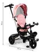 Ecotoys Tricicleta pentru copii JM-311 Roz cu sezut reversibil de la 12 luni pana la 25 kg spatar reglabil pozitie de somn si sezut rotativ