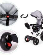 Ecotoys Tricicleta pentru copii Jm-322 Gri cu sezut reversibil frana roti din spuma Eva suport pentru picioare greutate admisa 25 kg