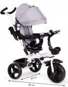 Ecotoys Tricicleta pentru copii Jm-322 Gri cu sezut reversibil frana roti din spuma Eva suport pentru picioare greutate admisa 25 kg