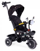 Ecotoys Tricicleta pentru copii Negru multifunctionala scaun rotativ 360 roti din spuma EVA suport pliabil pentru picioare bariera de siguranta maner pentru controlul directiei