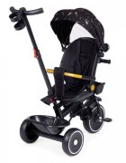 Ecotoys Tricicleta pentru copii Negru multifunctionala scaun rotativ 360 roti din spuma EVA suport pliabil pentru picioare bariera de siguranta maner pentru controlul directiei