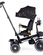 Ecotoys Tricicleta pentru copii Negru multifunctionala scaun rotativ 360 roti din spuma EVA suport pliabil pentru picioare bariera de siguranta maner pentru controlul directiei