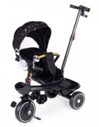 Ecotoys Tricicleta pentru copii Negru multifunctionala scaun rotativ 360 roti din spuma EVA suport pliabil pentru picioare bariera de siguranta maner pentru controlul directiei