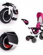 Ecotoys Tricicleta pentru copii Roz cu sezut reversibil pentru copiii intre 6 luni roti din spuma evaspatar cu husa moale si centura de siguranta in 5 puncte