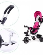 Ecotoys Tricicleta pentru copii Roz cu sezut reversibil pentru copiii intre 6 luni roti din spuma evaspatar cu husa moale si centura de siguranta in 5 puncte