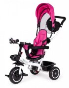 Ecotoys Tricicleta pentru copii Roz cu sezut reversibil pentru copiii intre 6 luni roti din spuma evaspatar cu husa moale si centura de siguranta in 5 puncte