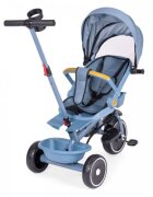 Ecotoys Tricicleta pentru copii WQL-066-18 Albastru 2 in 1 scaun rotativ 360 roti din spuma EVA suport picioare control al directiei suport pahar far cosulet