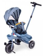 Ecotoys Tricicleta pentru copii WQL-066-18 Albastru 2 in 1 scaun rotativ 360 roti din spuma EVA suport picioare control al directiei suport pahar far cosulet