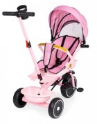 Ecotoys Tricicleta pentru copii WQL-066-18 Roz 2 in 1 scaun rotativ 360 roti din spuma EVA suport picioare control al directiei suport pahar far cosulet