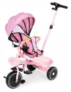 Ecotoys Tricicleta pentru copii WQL-066-18 Roz 2 in 1 scaun rotativ 360 roti din spuma EVA suport picioare control al directiei suport pahar far cosulet
