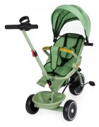 Ecotoys Tricicleta pentru copii WQL-066-18 Verde 2 in 1 scaun rotativ 360 roti din spuma EVA suport picioare control al directiei suport pahar far cosulet