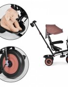 Ecotoys Tricicleta pentru copii WQL-066-51 Bej 3 in 1 cu scaun rotativ 360 roti din spuma EVA