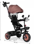 Ecotoys Tricicleta pentru copii WQL-066-51 Bej 3 in 1 cu scaun rotativ 360 roti din spuma EVA