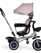 Ecotoys Tricicleta pentru copii WQL-066-52 Bej 2 in 1 cu scaun rotativ 360 roti din spuma EVA greutate admisa 25kg