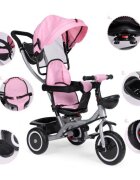 Ecotoys Tricicleta pentru copii WQL-066-52 Roz 2 in 1 cu scaun rotativ 360 roti din spuma EVA greutate admisa 25kg