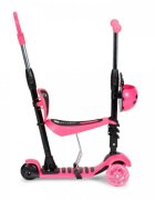 Ecotoys Trotineta 5 in 1 cu maner parental reglabil scaun reglabil 3 roti cu LED greutate suportata 20 kg varsta 3 ani+ roz