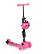 Ecotoys Trotineta 5 in 1 cu maner parental reglabil scaun reglabil 3 roti cu LED greutate suportata 20 kg varsta 3 ani+ roz