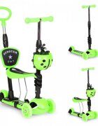 Ecotoys Trotineta 5 in 1 cu maner parental reglabil scaun reglabil 3 roti cu LED greutate suportata 20 kg varsta 3 ani+ verde
