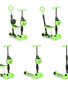 Ecotoys Trotineta 5 in 1 cu maner parental reglabil scaun reglabil 3 roti cu LED greutate suportata 20 kg varsta 3 ani+ verde
