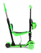 Ecotoys Trotineta 5 in 1 cu maner parental reglabil scaun reglabil 3 roti cu LED greutate suportata 20 kg varsta 3 ani+ verde