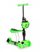 Ecotoys Trotineta 5 in 1 cu maner parental reglabil scaun reglabil 3 roti cu LED greutate suportata 20 kg varsta 3 ani+ verde