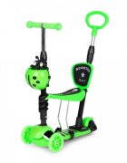 Ecotoys Trotineta 5 in 1 cu maner parental reglabil scaun reglabil 3 roti cu LED greutate suportata 20 kg varsta 3 ani+ verde