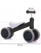 Ecotoys Vehicul copii fara pedale LB1603 negru scaun confortabil si moale roti duble fata-spate varsta 18-36 luni sarcina maxima admisa 20 kg roti din plastic moale