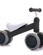 Ecotoys Vehicul copii fara pedale LB1603 negru scaun confortabil si moale roti duble fata-spate varsta 18-36 luni sarcina maxima admisa 20 kg roti din plastic moale