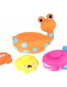 Eddy Toys Jucarie de baie melc cu 3 animale marine portocaliu