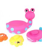 Eddy Toys Jucarie de baie melc cu 3 animale marine roz