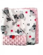 EgaKids Paturica Minky pentru copii 75x75 cm K-545 Ursulet Roz