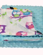 EgaKids Paturica Minky pentru copii 75x75 cm Turquoise Owl