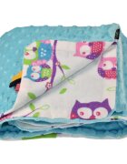 EgaKids Paturica Minky pentru copii 75x75 cm Turquoise Owl