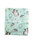 EgaKids Scutec din muselina 70x80 cm Tetra model Pony Rainbow Green