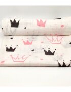 EgaKids Scutec din muselina tetra 70x80 cm model Crown Black Pink