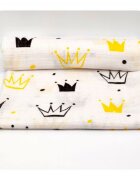 EgaKids Scutec din muselina tetra 70x80 cm model Crown Black Yellow