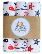 EgaKids Set 3 scutece din muselina 60x80 cm model Marine