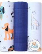 EgaKids Set 3 scutece din muselina 70x80 cm model Albastru