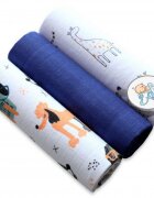 EgaKids Set 3 scutece din muselina 70x80 cm model Albastru