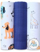 EgaKids Set 3 scutece din muselina 70x80 cm model Albastru