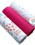 EgaKids Set 3 scutece din muselina 70x80 cm model Pink