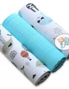 EgaKids Set 3 scutece din muselina 70x80 cm model Turqouise
