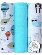 EgaKids Set 3 scutece din muselina 70x80 cm model Turqouise