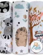 EgaKids Set 3 scutece mix finet si muselina model Forest Animals