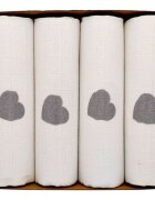 EgaKids Set 4 scutece Lux din bumbac eco 70x80 cm Silver Hearts