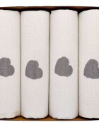 EgaKids Set 4 scutece Lux din bumbac eco 70x80 cm Silver Hearts